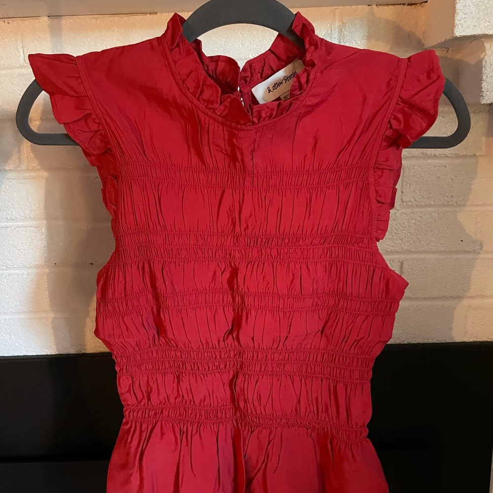 & Other Stories Red Ruffled Top
